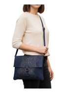 Damen Wildledertasche mittelgroß, Wildleder Umhängetasche in Dunkelblau Cross Body, flache Schultertasche aus echtem Wildleder in Vintage Look, italienische Handarbeit