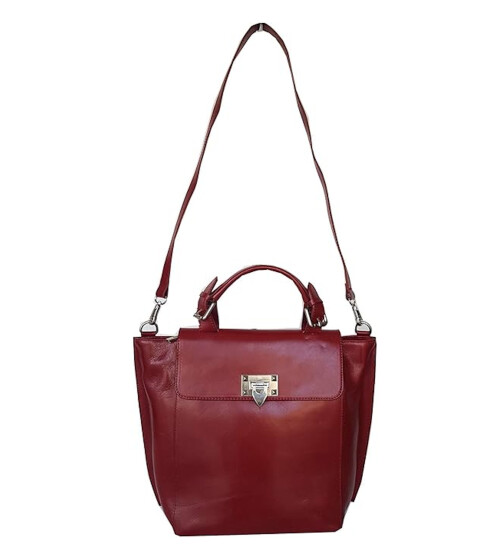 Damen Leder Tasche, Schultertasche, Umhängetasche mittelgroß, Leder Crossbody handgefertigt in Italien Rot
