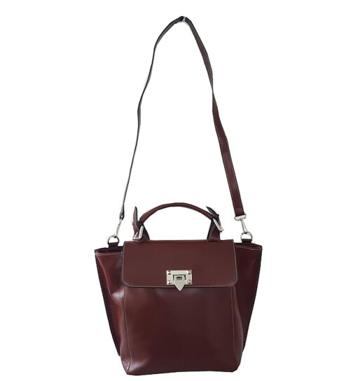 Damen Leder Tasche, Schultertasche, Umhängetasche mittelgroß, Leder Crossbody handgefertigt in Italien Braun