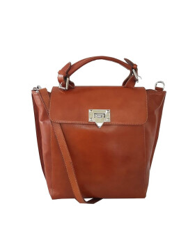 Damen Leder Tasche, Schultertasche, Umhängetasche mittelgroß, Leder Crossbody handgefertigt in Italien Cognac