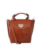 Damen Leder Tasche, Schultertasche, Umhängetasche mittelgroß, Leder Crossbody handgefertigt in Italien Cognac