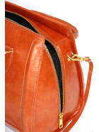 Damen Ledertasche mittelgroß, Leder Tote Bag aus Hartleder mit Schulterriemen, Ledershopper Schultertasche italienische Handarbeit Cognac