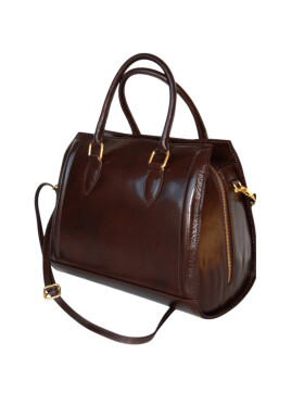 Damen Ledertasche mittelgroß, Leder Tote Bag aus Hartleder mit Schulterriemen, Ledershopper Schultertasche italienische Handarbeit Braun