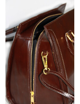 Damen Ledertasche mittelgroß, Leder Tote Bag aus Hartleder mit Schulterriemen, Ledershopper Schultertasche italienische Handarbeit Braun