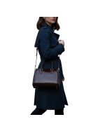 Damen Ledertasche mittelgroß, Leder Tote Bag aus Hartleder mit Schulterriemen, Ledershopper Schultertasche italienische Handarbeit Braun