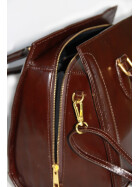 Damen Ledertasche mittelgroß, Leder Tote Bag aus Hartleder mit Schulterriemen, Ledershopper Schultertasche italienische Handarbeit Braun