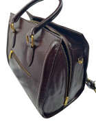 Damen Ledertasche mittelgroß, Leder Tote Bag aus Hartleder mit Schulterriemen, Ledershopper Schultertasche italienische Handarbeit Braun