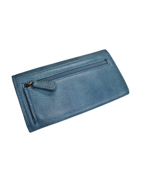 Old River Damen Leder Portemonnaie , Leder Geldbörse Mittelgroß, Damen Börse Vintage Leder Mittelblau