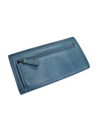 Old River Damen Leder Portemonnaie , Leder Geldbörse Mittelgroß, Damen Börse Vintage Leder Mittelblau