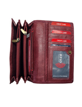 Estelle Damen Leder Portemonnaie , Leder Geldbörse Mittelgroß, Damen Börse Vintage Leder Pflaume