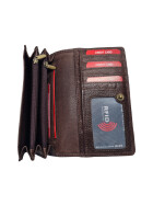 Estelle Damen Leder Portemonnaie , Leder Geldbörse Mittelgroß, Damen Börse Vintage Leder Braun