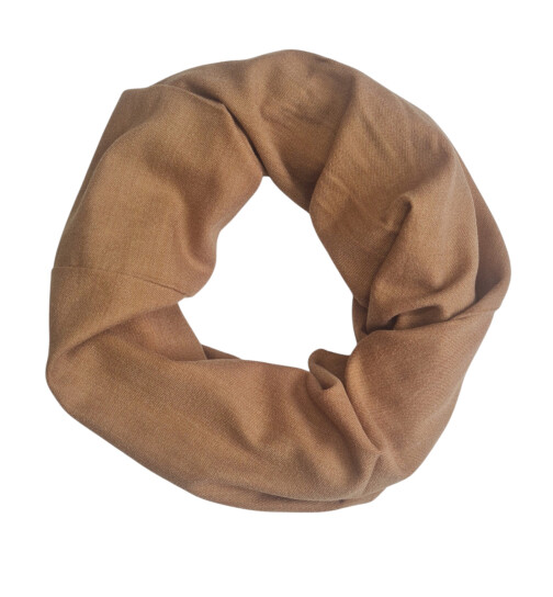 Damen Loop Schal, Schlauchschal weich, Damen Halstuch Herbst - Winter, weicher Rundschal Unifarben Camel
