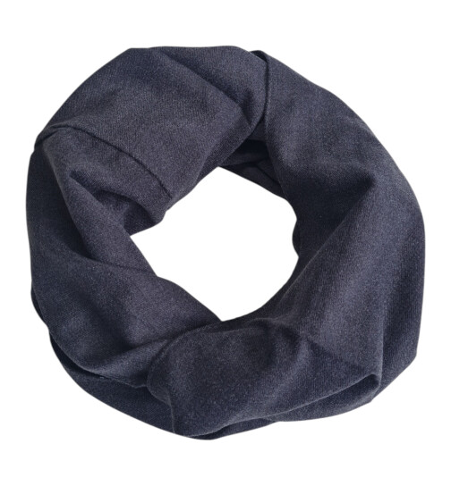 Damen Loop Schal, Schlauchschal weich, Damen Halstuch Herbst - Winter, weicher Rundschal Unifarben Schwarz