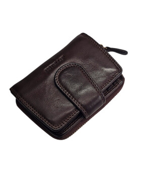 Old River Damen Leder Geldbörse Klein, Damen Portemonnaie, Lederbörse Vintage braun