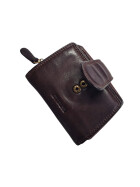 Old River Damen Leder Geldbörse Klein, Damen Portemonnaie, Lederbörse Vintage braun