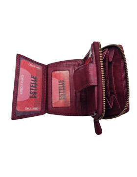 Old River Damen Leder Geldbörse Klein, Damen Portemonnaie, Lederbörse Vintage lila