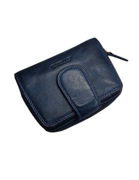 Old River Damen Leder Geldbörse Klein, Damen Portemonnaie, Lederbörse Vintage Dunkelblau