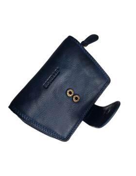 Old River Damen Leder Geldbörse Klein, Damen Portemonnaie, Lederbörse Vintage Dunkelblau