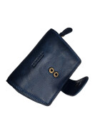 Old River/ Estelle Damen Leder Geldbörse Klein, Damen Portemonnaie mit RFID Schutz, kleiner Geldtbeutel mit viel Fächer Vinatage Leder d.blau