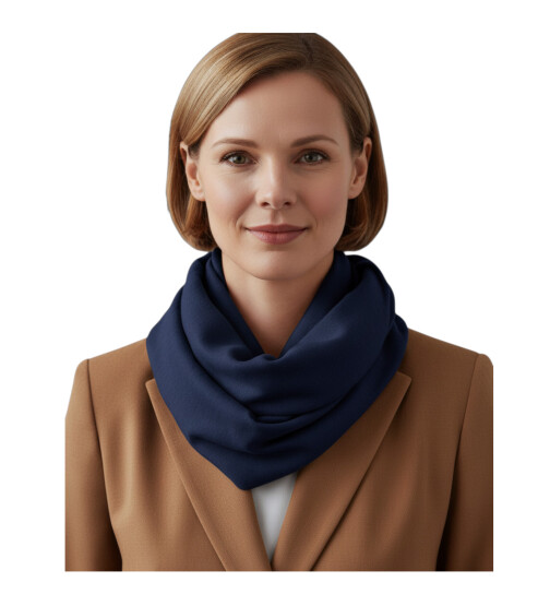 Damen Loop Schal Herbst /Winter Unifarben, weicher Schlauchschal, leichter Halstuch Rundschal Einfarbig Dunkelblau