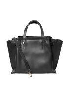 Damen Ledertasche mittelgroß, Leder Tote Bag aus Hartleder mit Schulterriemen, Ledershopper Schultertasche italienische Handarbeit