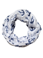 Loop - Schal/Schlauchschal, Schlauchtuch leicht, Halstuch Marine,Anker Motiv Viskose