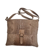 Damen Wildledertasche mittelgroß, Wildleder Umhängetasche Cross Body, flache Schultertasche aus echtem Wildleder in Vintage Look, italienische Handarbeit